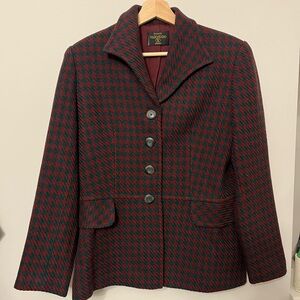 Valentino Women's Red and Black Checkered Blazer